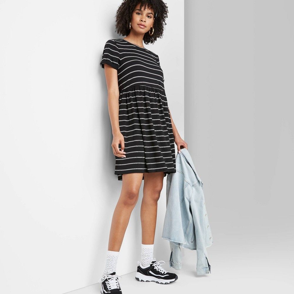 Women's Striped Short Sleeve Knit Babydoll Dress - Wild Fable™ | Target