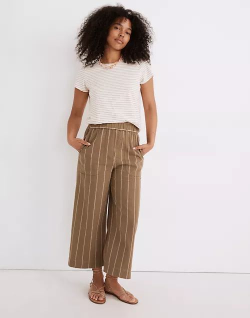 Linen-Cotton Huston Pull-On Crop Pants in Stripe | Madewell