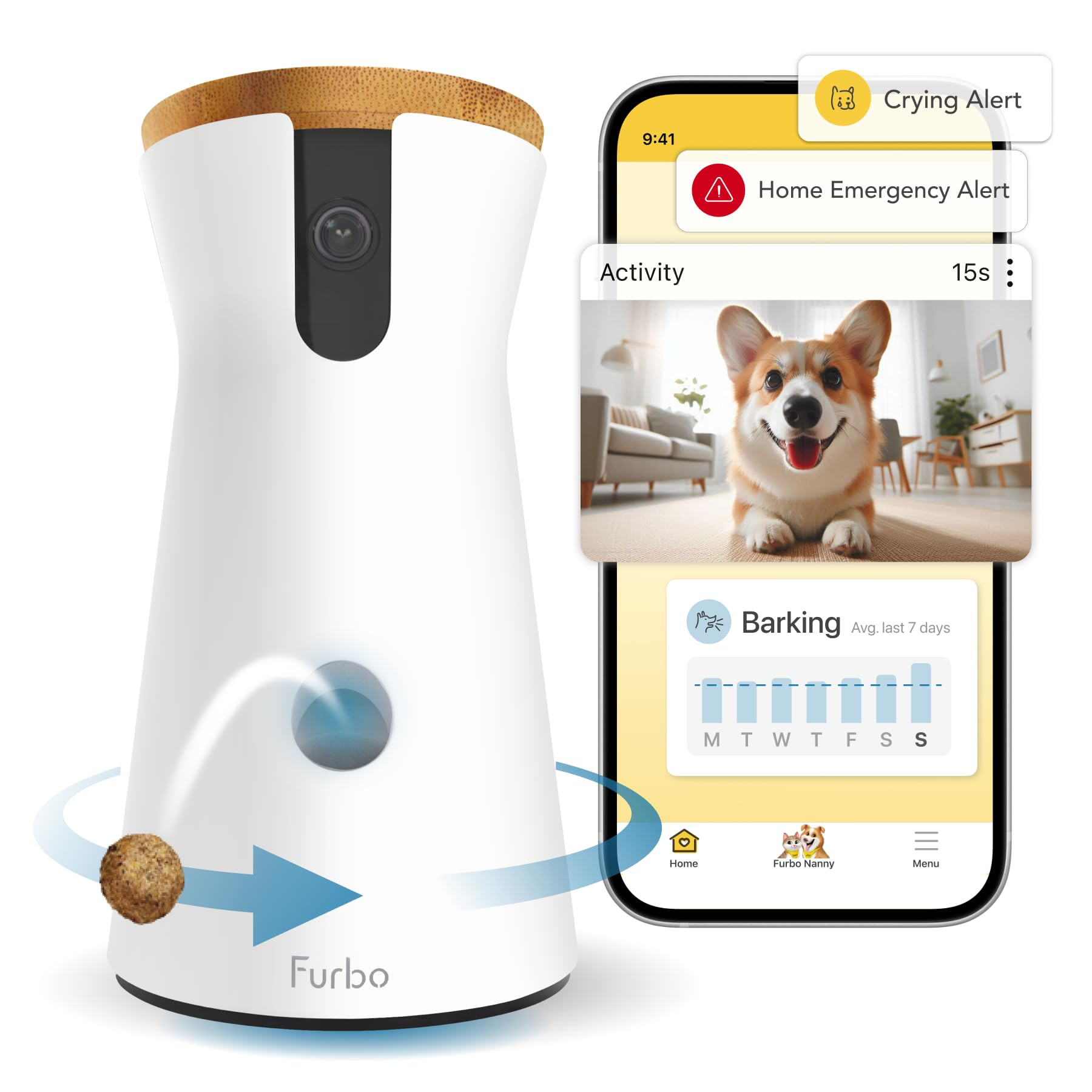 Furbo 360° Dog Camera + Nanny Bundle: Home Security & Dog Safety Alerts, Rotating Pet Treat Disp... | Amazon (US)