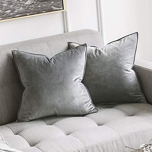 MIULEE Pack of 2 Decorative Velvet Throw Pillow Cover Soft Pillowcase Solid Square Cushion Case for  | Amazon (US)