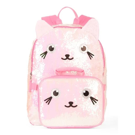 Girls' Kitty 2-Way Sequin Backpack With Lunch Bag | Walmart (US)