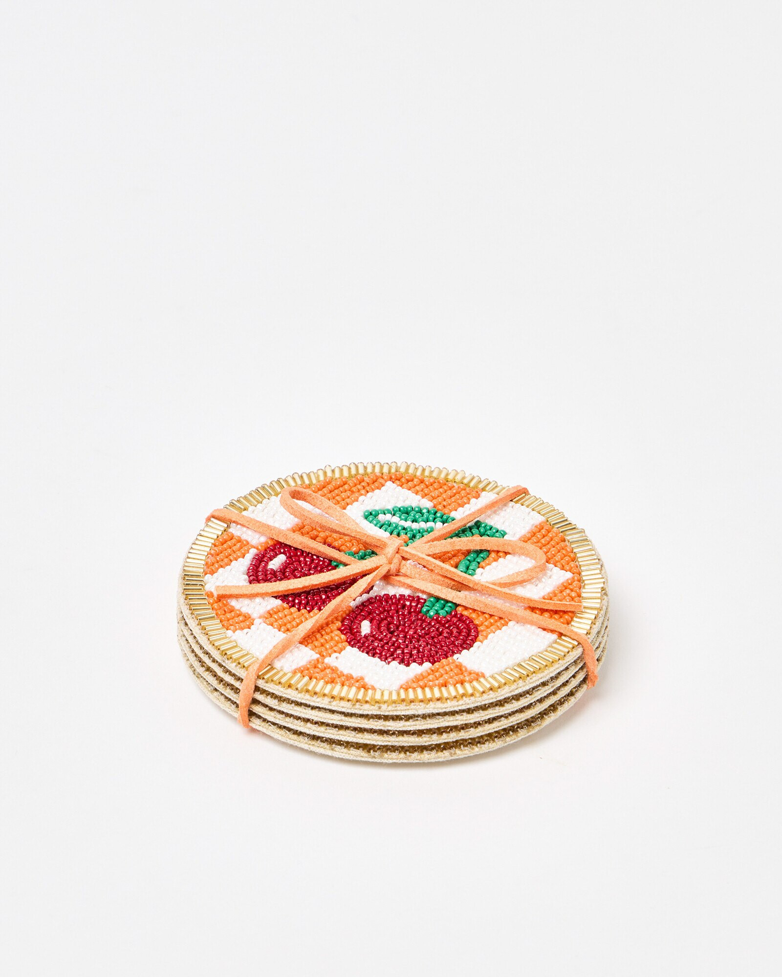 Cherry Beaded Coasters Set of Four | Oliver Bonas | Oliver Bonas (Global)