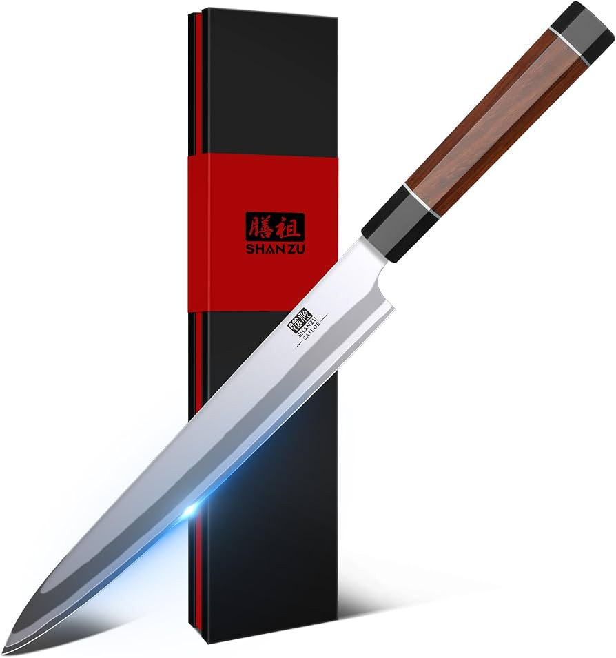 SHAN ZU 10 Inch Japanese Sushi Knife, 9 Layers 10Cr15MoV High Carbon Steel | Amazon (US)