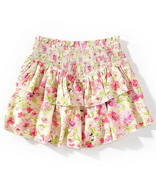 Big Girls Brooke Tropical Floral Print Ruffle Skirt | Dillard's