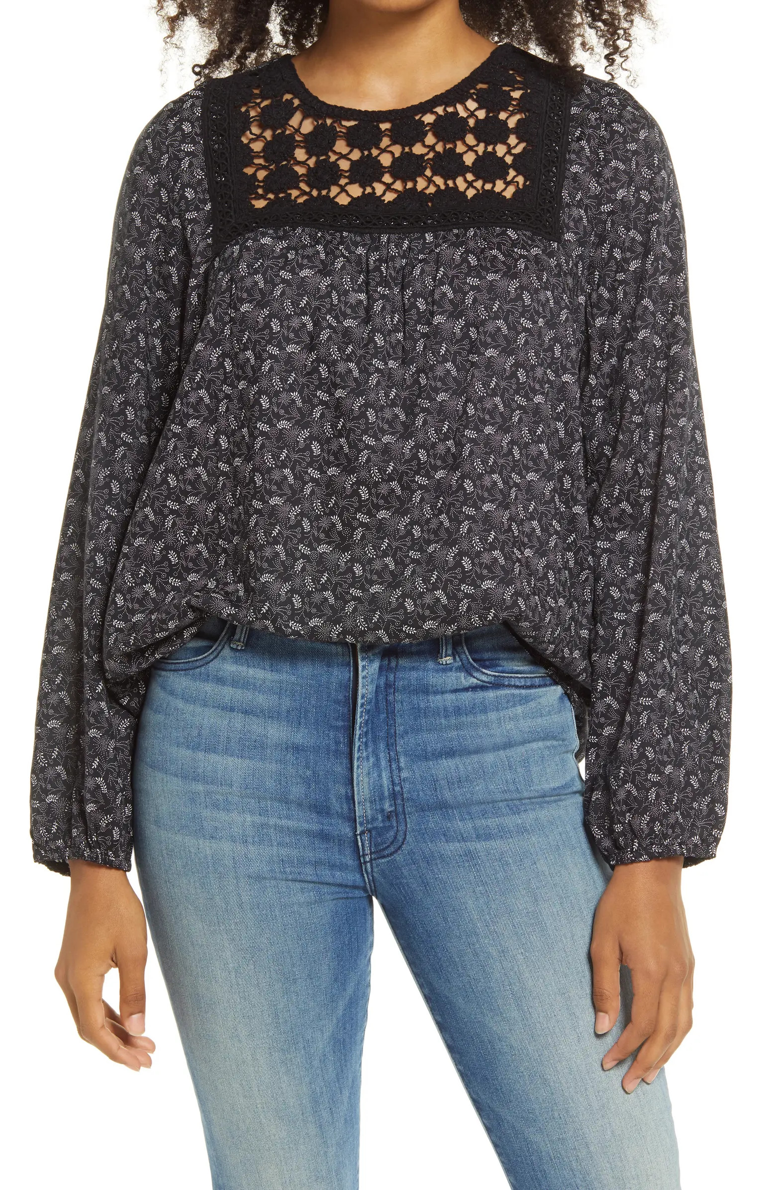 Crochet Yoke Floral Top | Nordstrom