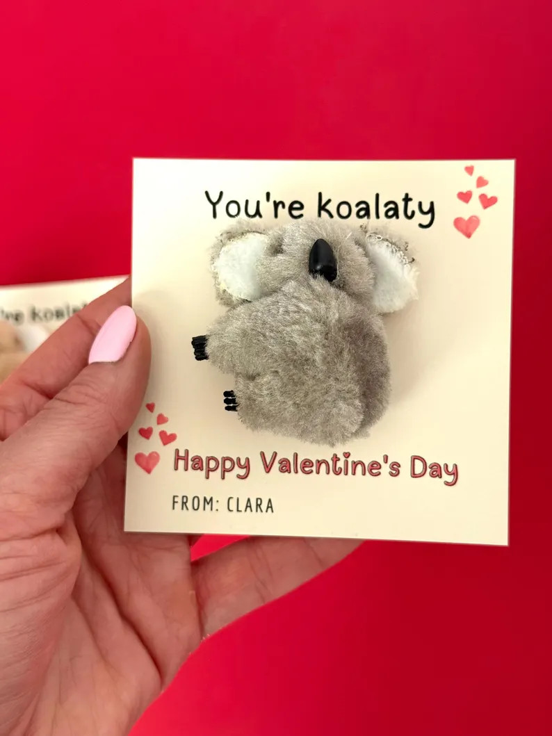 Personalized Classroom Valentine Favors Cute Koala Pencil Holder Valentine Handout for Preschool ... | Etsy (US)