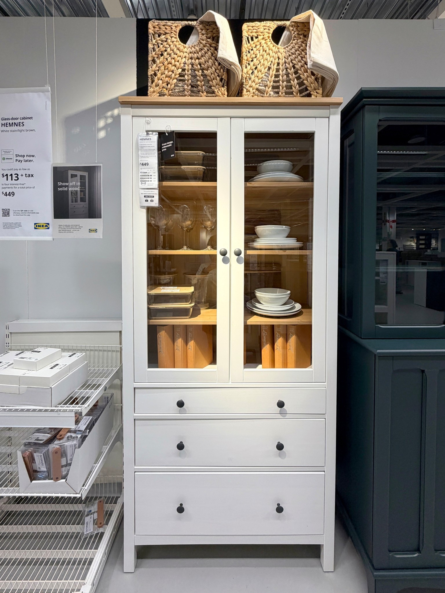 An IKEA best seller for a reason! ✨ The HEMNES Glass-Door Cabinet with 3 Drawers has such a beautiful, classic look. 🤍 Made from solid wood, it features glass doors for displaying decor or dishware, while the three lower drawers give you extra storage to tuck away smaller items. 🍽️🥂 Shown here in the white stain/light brown finish, which gives it a charming farmhouse-inspired look, but it also comes in other colors. ☺️ A lovely display cabinet that feels high-end while still being practical. Linked here! 🤎 #IKEA #DisplayCabinet #ModernFarmhouse

#LTKHome #LTKSaleAlert