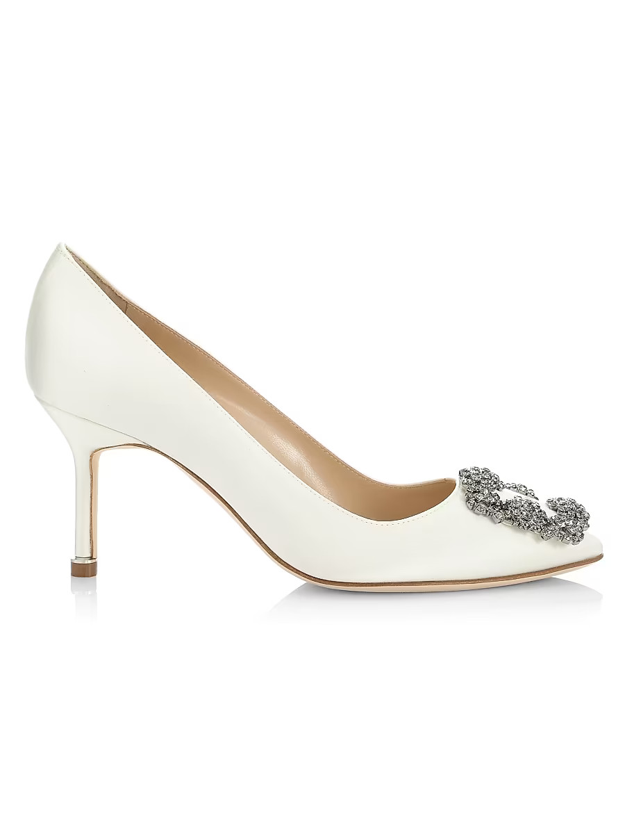 Women's Hangisi 70MM Crystal-Embellished Satin Pumps - White - Size 5 | Saks Fifth Avenue