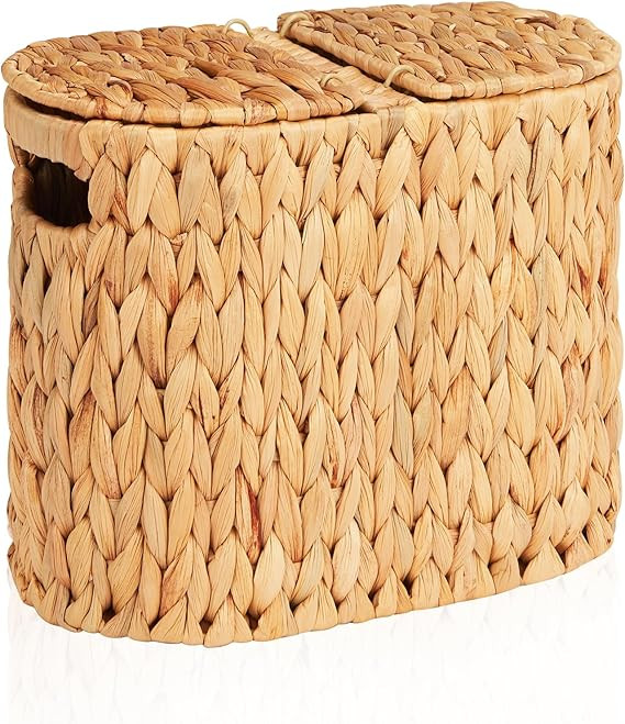 FairyHaus Wicker Toilet Paper Storage Basket with Lid & Handles, 4 Rolls Handwoven Toilet Paper H... | Amazon (US)