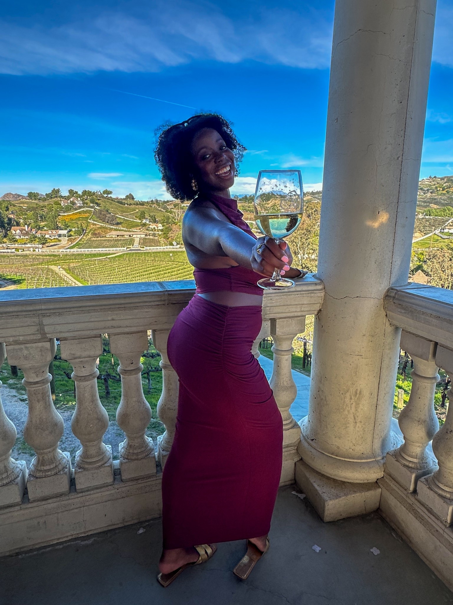 Wine tasting outfit in Temecula burgundy maxi skirt set and halter top 

Valentine’s Day outfit for girls weekend winery tour in Temecula 

#LTKValentine #LTKdayinmylife #LTKTravel