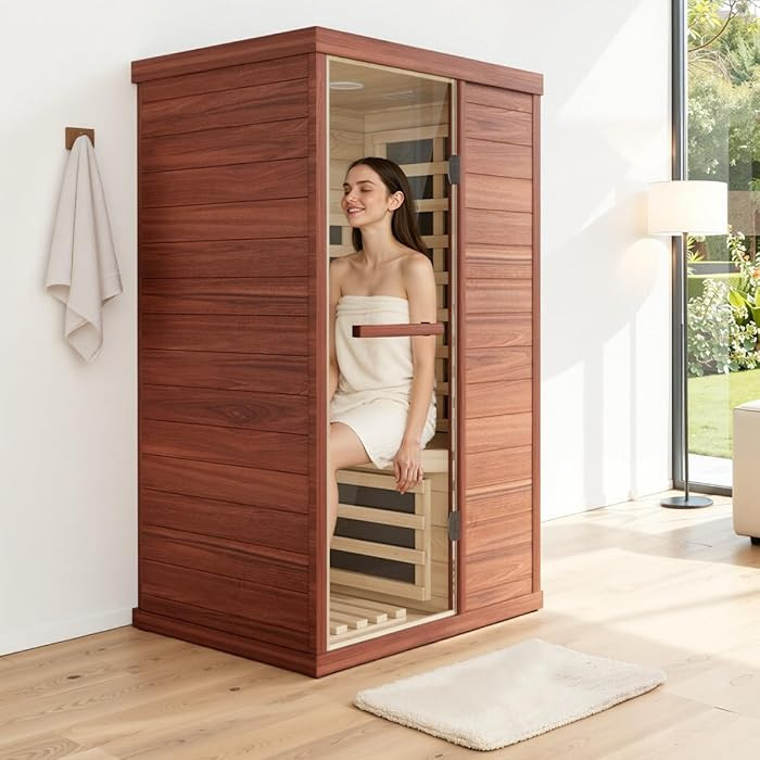 1 Person Far Infrared Sauna, All-Around Thickened Wood, Extra-Thick Explosion-Proof Glass, Fast H... | Amazon (US)