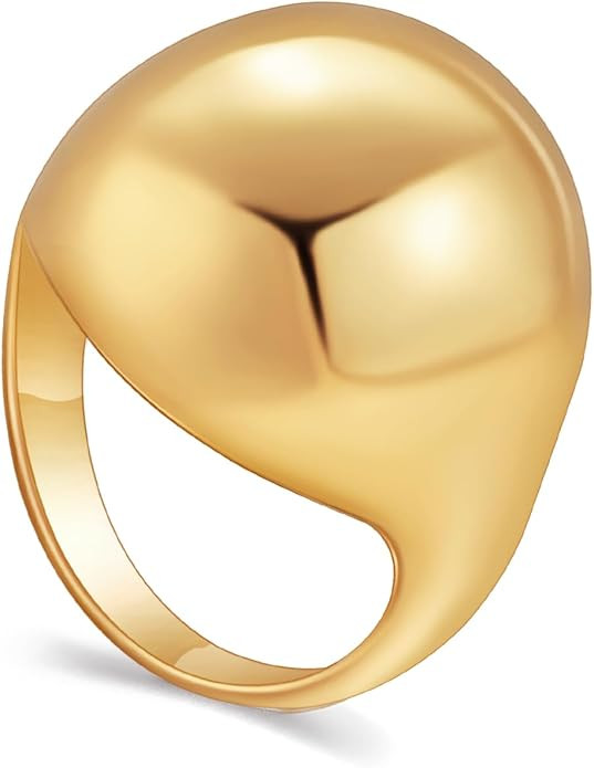 YADUDA Women Chunky Dome Ring 18K Gold Plated Simple Stack Finger Jewelry Gift Size 6-9 | Amazon (US)