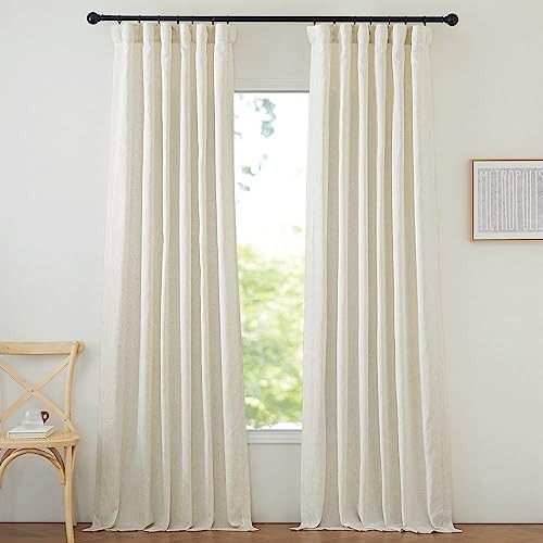 NICETOWN Natural Linen Curtains & Drapes 96 inches Long 2 Panels Set, Rod Pocket/Back Tab/Hook Belt Privacy with Light Filtering Window Treatments for Living Room/Bedroom, W50 x L96 | Amazon (US)
