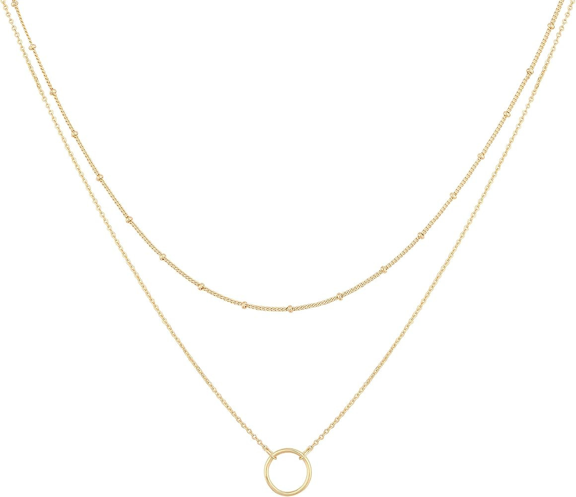 Mevecco Layered Heart Necklace Pendant Handmade 18k Gold Plated Dainty Gold Choker Arrow Bar Laye... | Amazon (US)