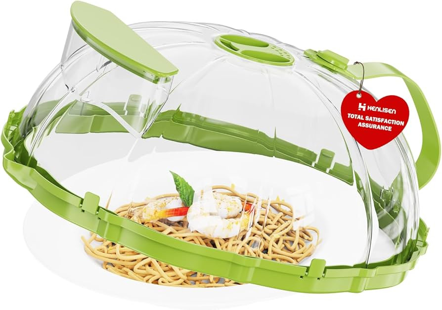 Microwave Splatter Cover for Food: 10" Clear Microwave Cover with Water Steamer and Handle, BPA F... | Amazon (US)