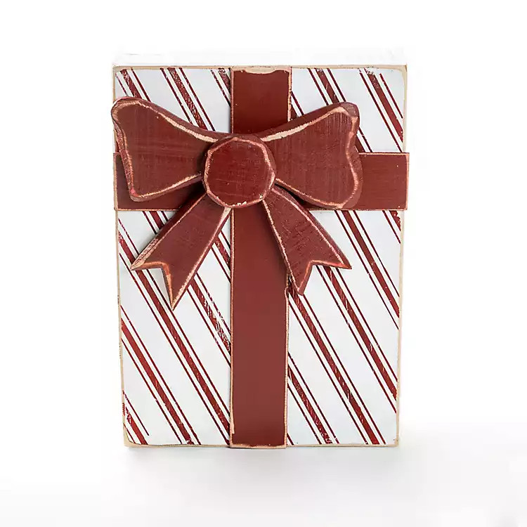 New! Red and White Wooden Christmas Present | Kirkland's Home