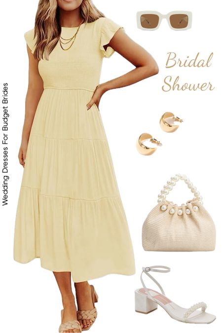 Elegant bridal shower outfit idea for the bride to be.

#amazondress #brideshoes #ruffleddresses #yellowdresses #sundresses 

#LTKWedding #LTKStyleTip #LTKSeasonal