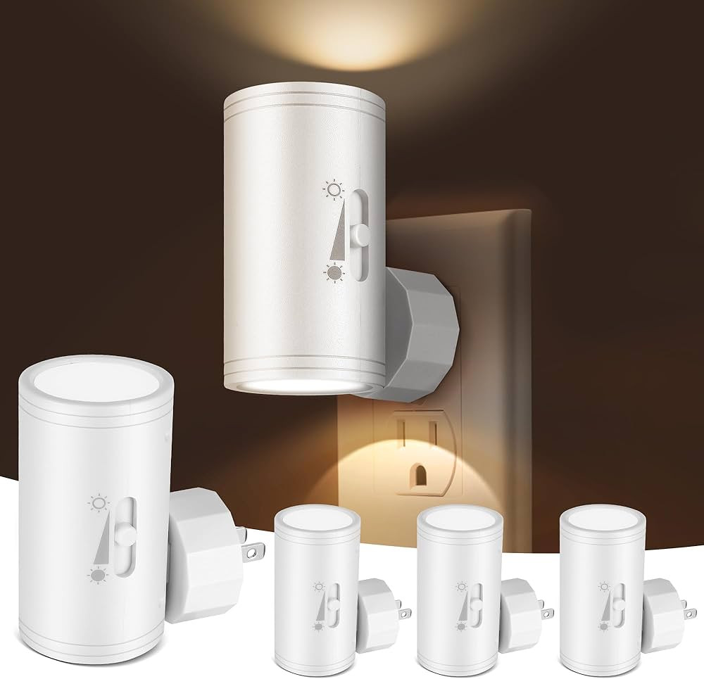4 Pack LED Plug-in Wall Night Light with Dimmable 0-300 Lumens, 3000K Soft White, Dusk to Dawn Ro... | Amazon (US)