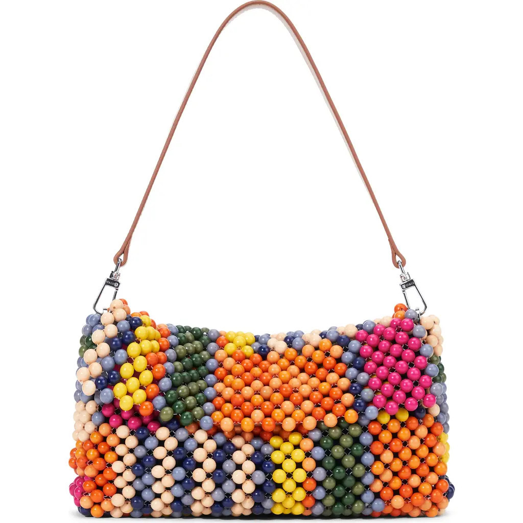 STAUD Timmy Beaded Shoulder Bag in Multi Bayadere Stripe at Nordstrom | Nordstrom
