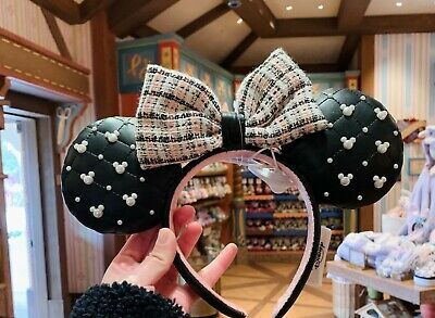 Disney authentic Tweed & Pearl Minnie mouse ear Headband Disneyland exclusive | eBay US