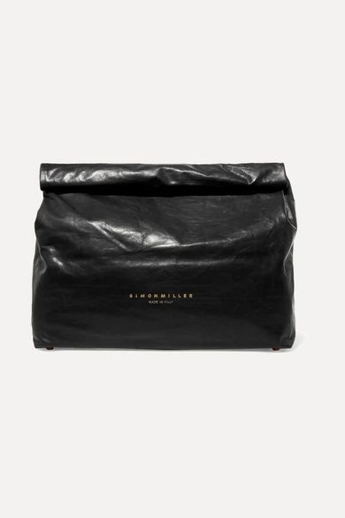 Lunchbag 30 crinkled-leather clutch | NET-A-PORTER (US)