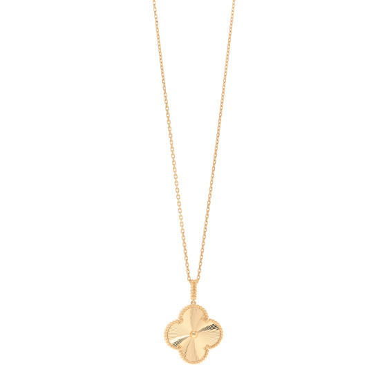 18K Yellow Gold Guilloche Magic Alhambra Long Necklace | FASHIONPHILE (US)
