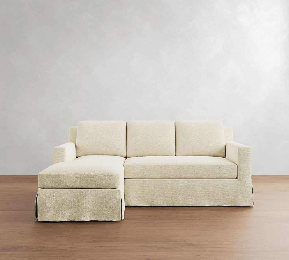 York Square Arm Slipcovered Chaise Sectional (84"–114") | Pottery Barn (US)