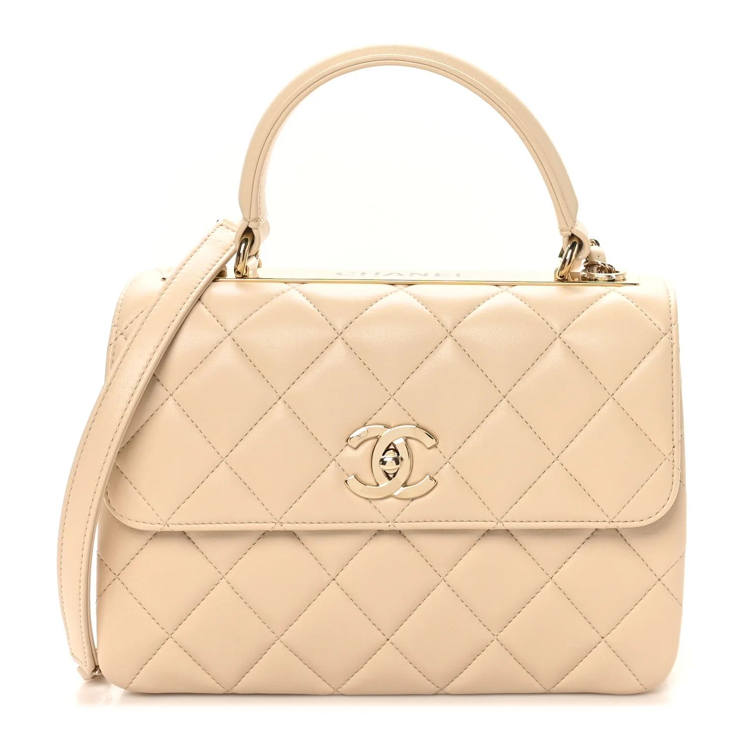 Chanel Lambskin Quilted Small Trendy CC Dual Handle Flap Bag Light Beige 1833426 | FASHIONPHILE (US)