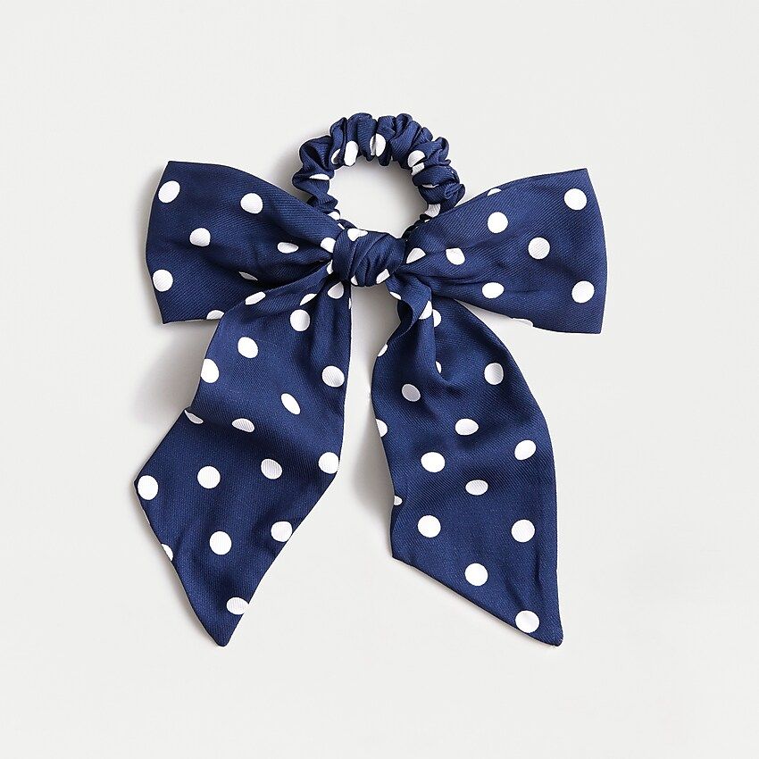 Satin bow scrunchie in polka dots | J.Crew US