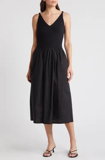 Franca Mixed Media Sleeveless Midi Dress | Nordstrom