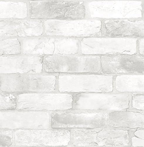 NuWallpaper NU2218 Loft White Brick Peel & Stick Wallpaper, White & Off-WHI | Amazon (US)