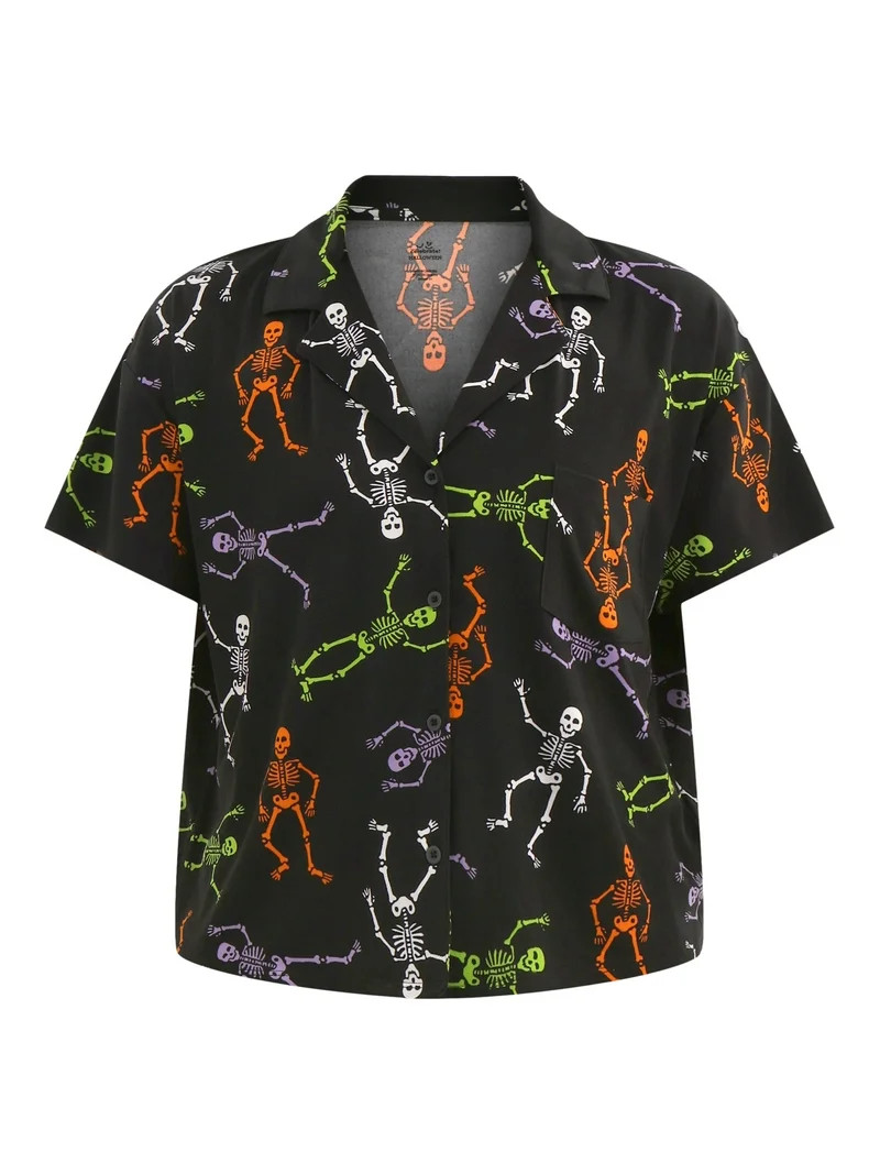 Halloween Women’s Printed Notched Top and Shorts Pajama Set from Way to Celebrate, 2-Piece, Siz... | Walmart (US)