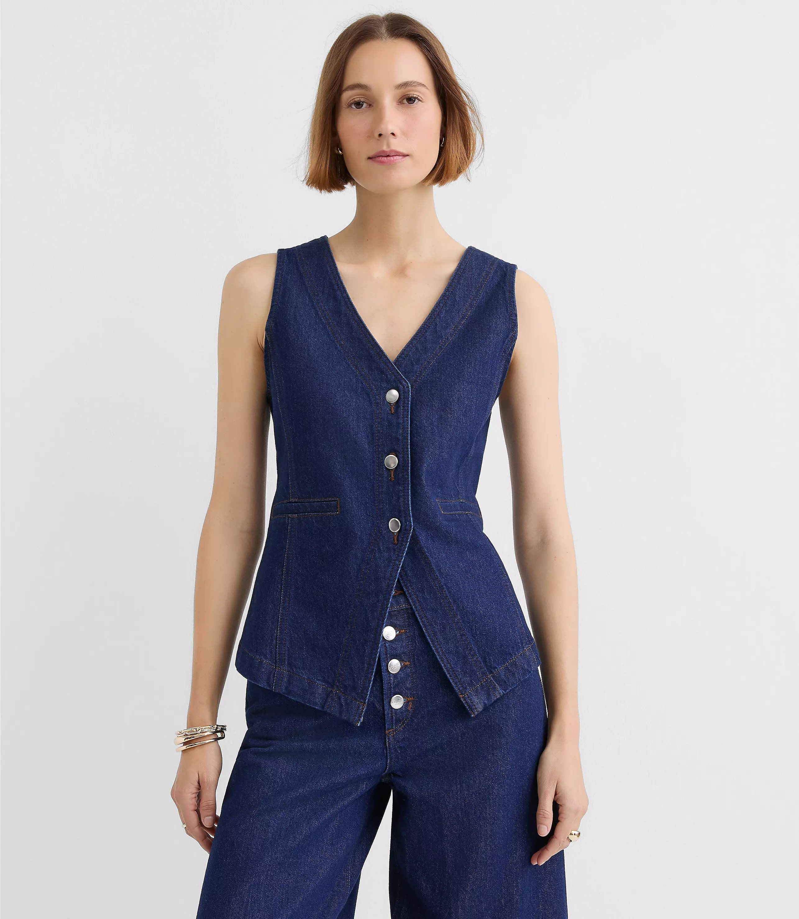 Denim Pocket Vest in Classic Rinse Wash | LOFT