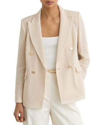 Reiss Women's Open-Weave Double-Breasted Blazer - Cream | Macy's