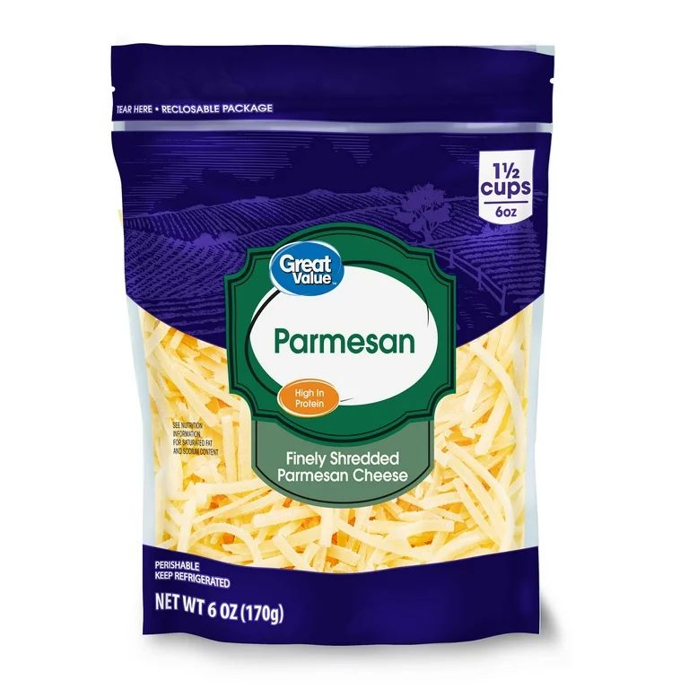 Great Value Finely Shredded Parmesan Cheese, 6 oz | Walmart (US)