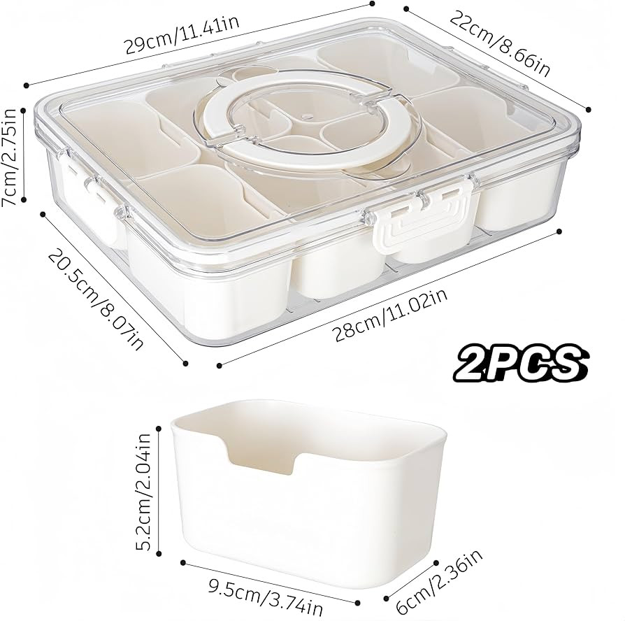 Divided Serving Tray with Lid and Handle - Divided Snack Tray for Portable Snack Platters - Clear... | Amazon (US)
