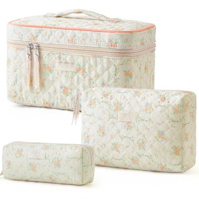 Quilted Makeup Bag,Cotton Large Travel Makeup Bag,Coquette Make Up Bag Cosmetic Bag Toiletry Bag For Women Girls(3PCS/Flora) | Wayfair North America