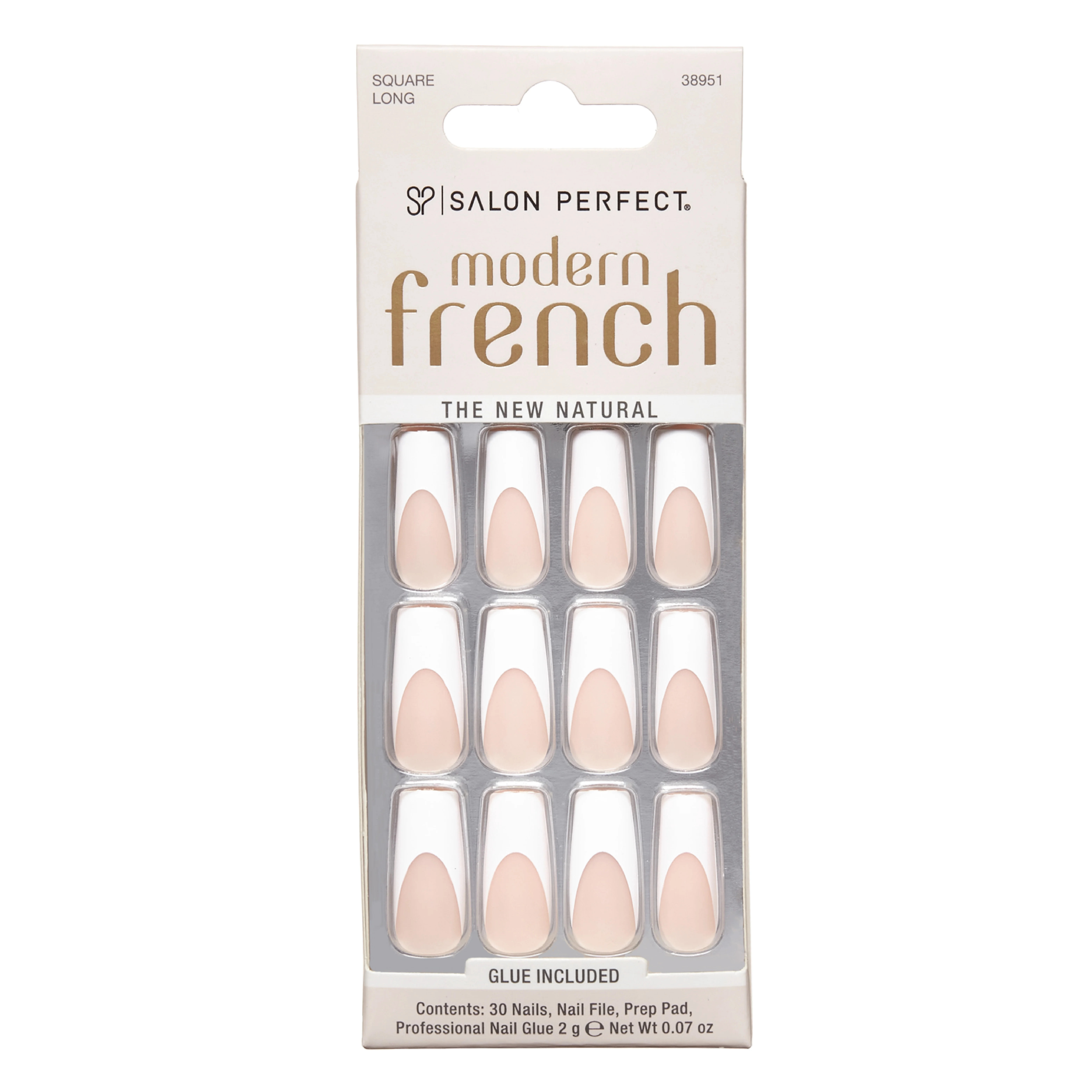Salon Perfect Artificial Fake Press On Nails, 156 Modern French, Long Square, File, Glue, and Pre... | Walmart (US)