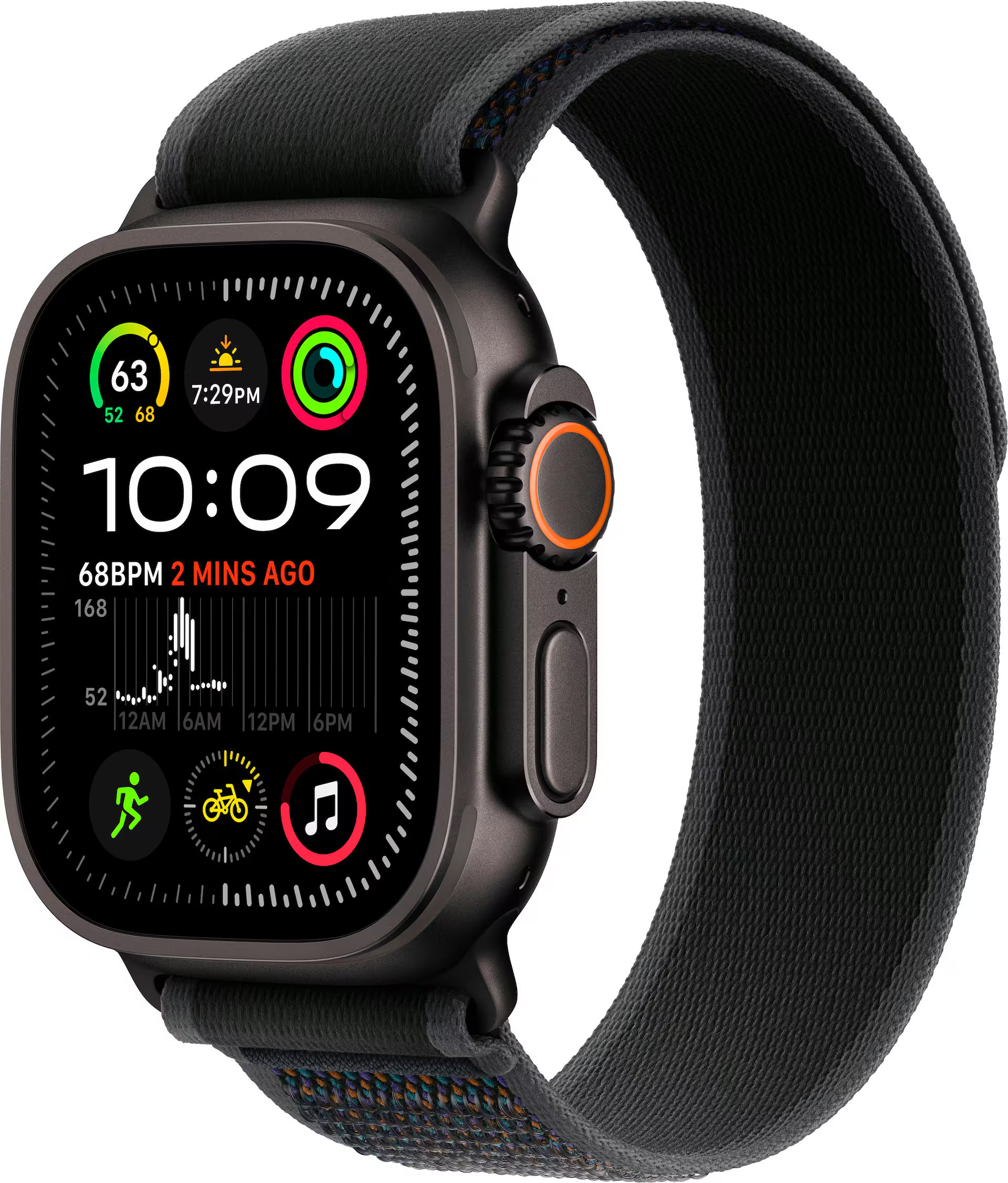 Apple Watch Ultra 2 (GPS+Cellular) 49mm Titanium Case with Black Trail Loop - S/M - Black (Verizon) - (2024) | Best Buy U.S.