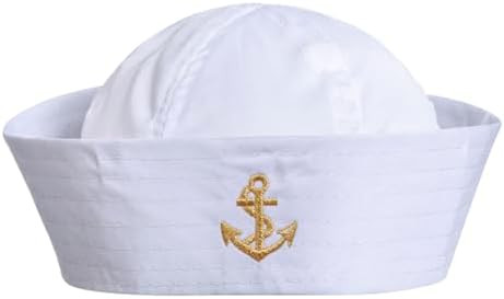 Sailor Hat, White Captain Hat Yacht Sailor Ship Caps for Adult and Teens Halloween Costume Access... | Amazon (US)