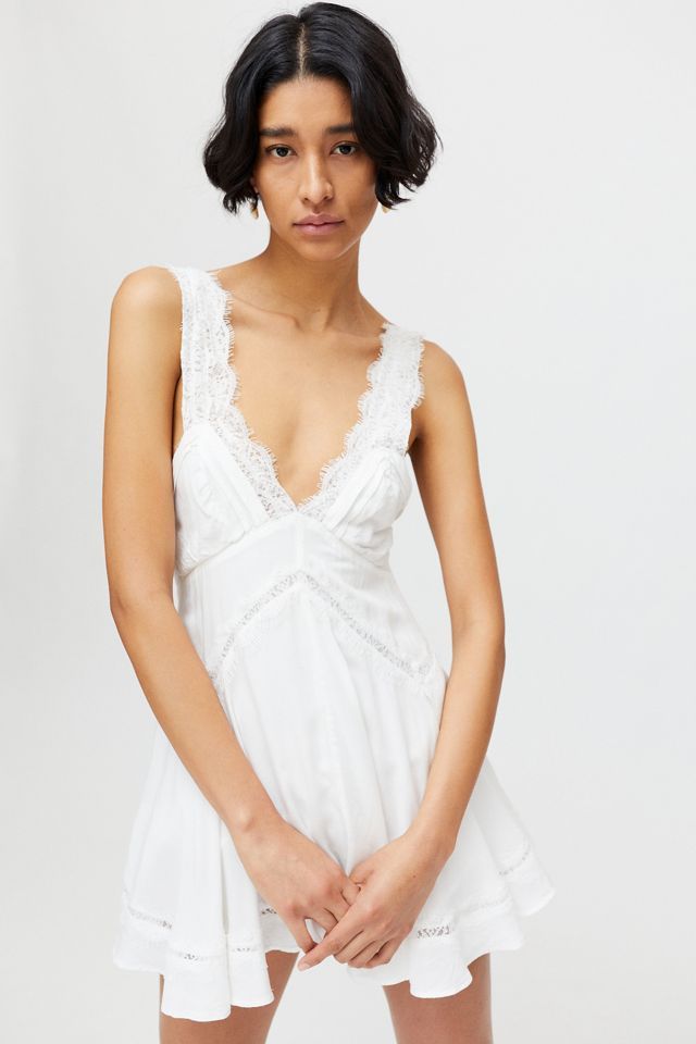 UO Tiffany Lace Trim Mini Dress | Urban Outfitters (US and RoW)