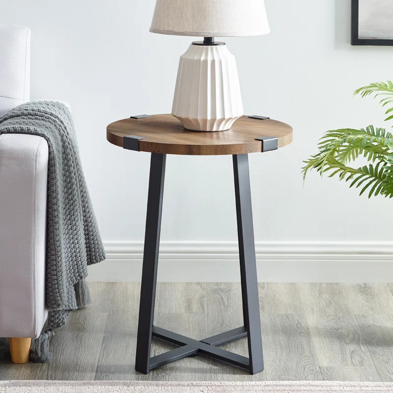 Paramus 22'' Tall Cross Legs End Table | Wayfair North America