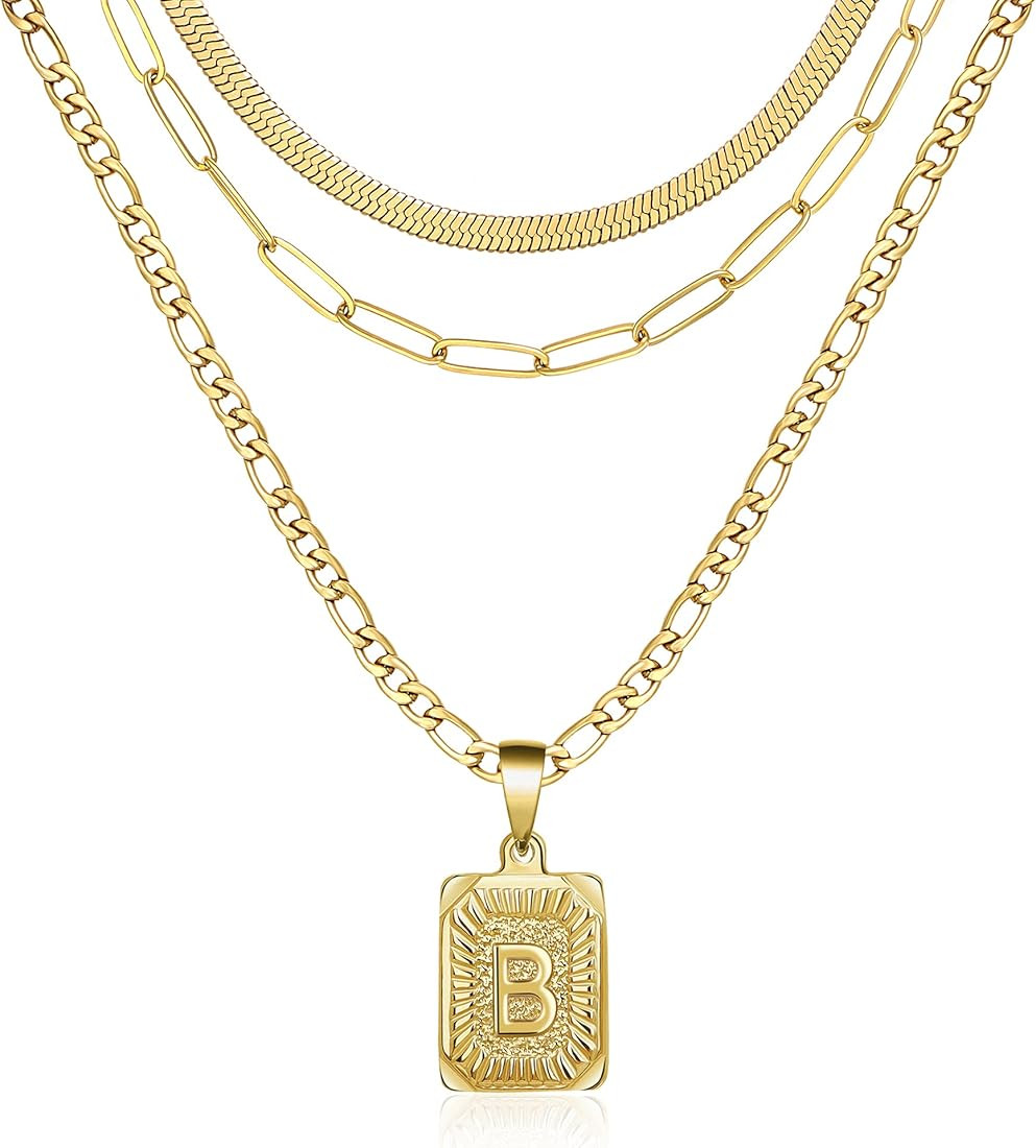 Memgift Gold Layered Necklace Set 3 PCS for Women Girls Dainty Trendy Paperclip Snake Choker Gold... | Amazon (US)