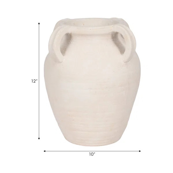 Terracotta Rustic Table Vase Jar with Handle for Home Decor - Jar Style Flower Vase Accent for Li... | Wayfair North America