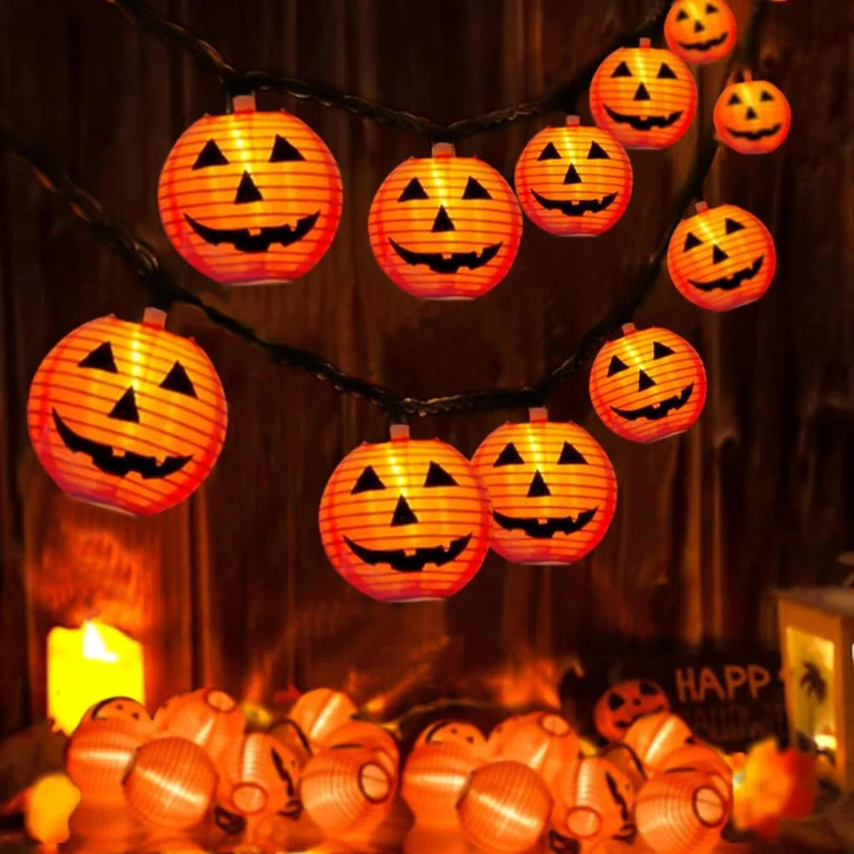 Pumpkin Lantern 8.5FT Pumpkin String Lights With 10 Pumpkin Lights, Halloween Lantern For Holiday... | Wayfair North America
