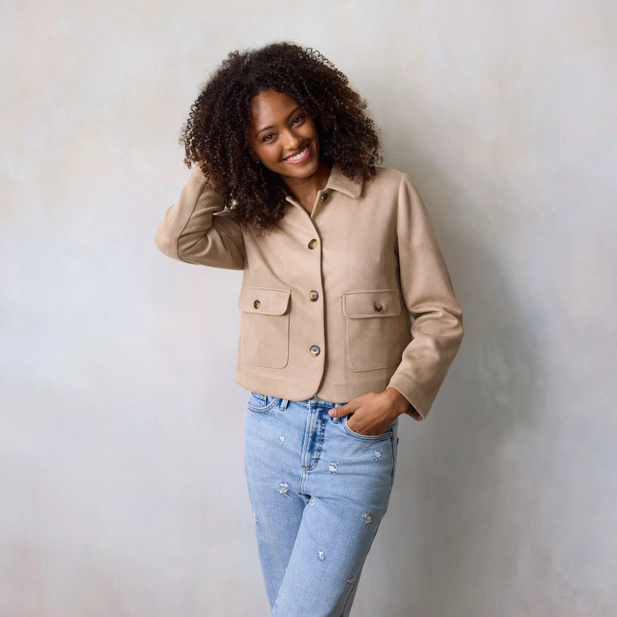 Women's LC Lauren Conrad Faux Suede Collared Jacket | Kohl's