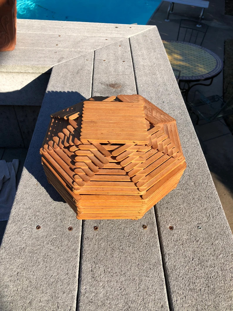 Vintage Popsicle Stick Folk Art Tramp Bowl With Lid | Etsy | Etsy (US)