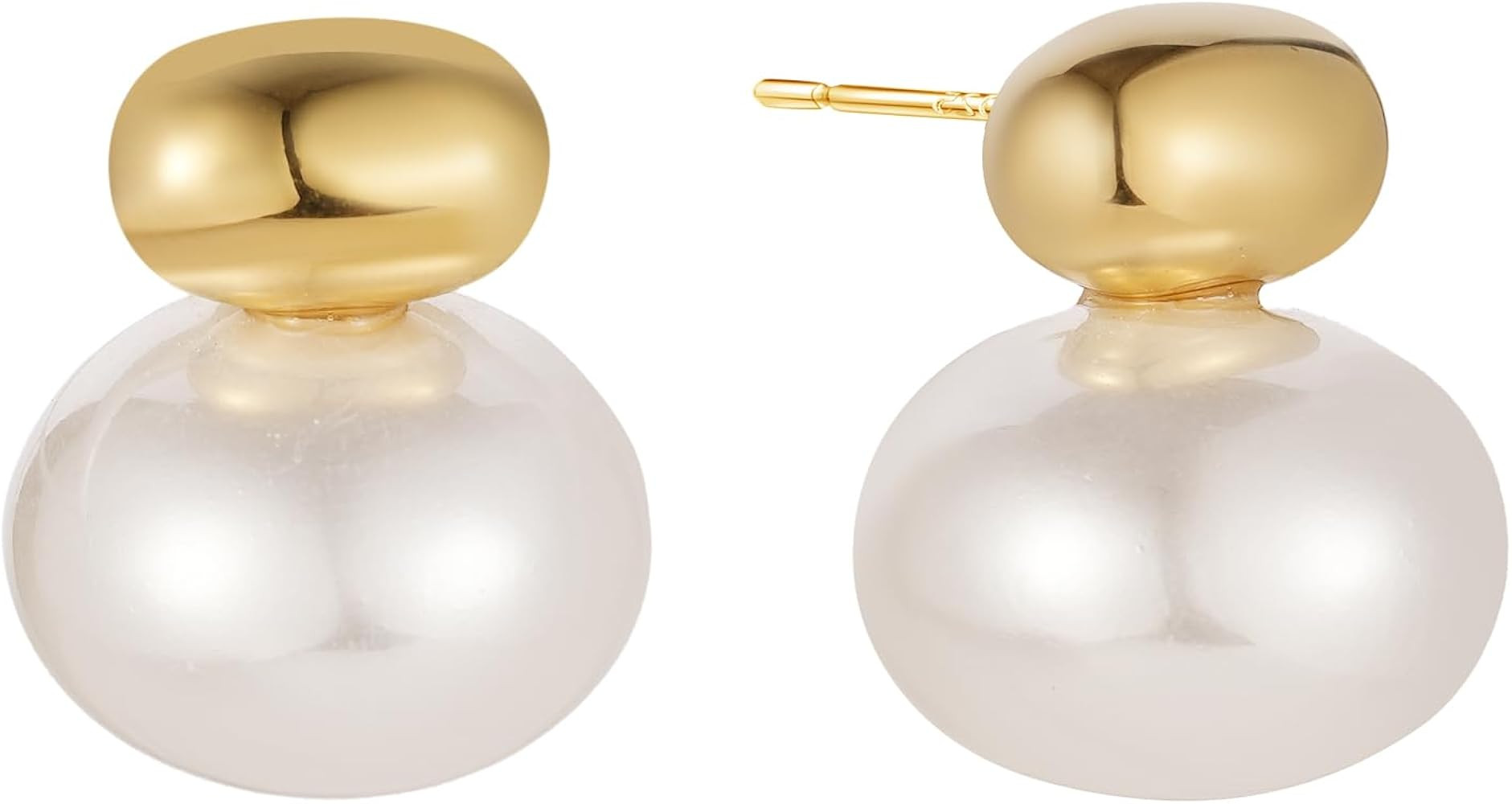 Sylph Gold Plated Flower & Pearl Earrings, Trendy Floral with Cubic Zirconia Statement Studs Earr... | Amazon (US)