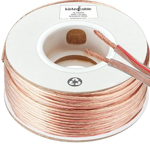 Kinter Cable 100ft 16-Gauge Audio Stereo Speaker Wire Cable, 100 Feet, 30.48 Meters, 2 Conductor,... | Amazon (US)