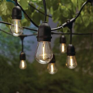 Hampton Bay Outdoor 20 ft. 10 Socket LED Solar Edison Bulb String Light | The Home Depot